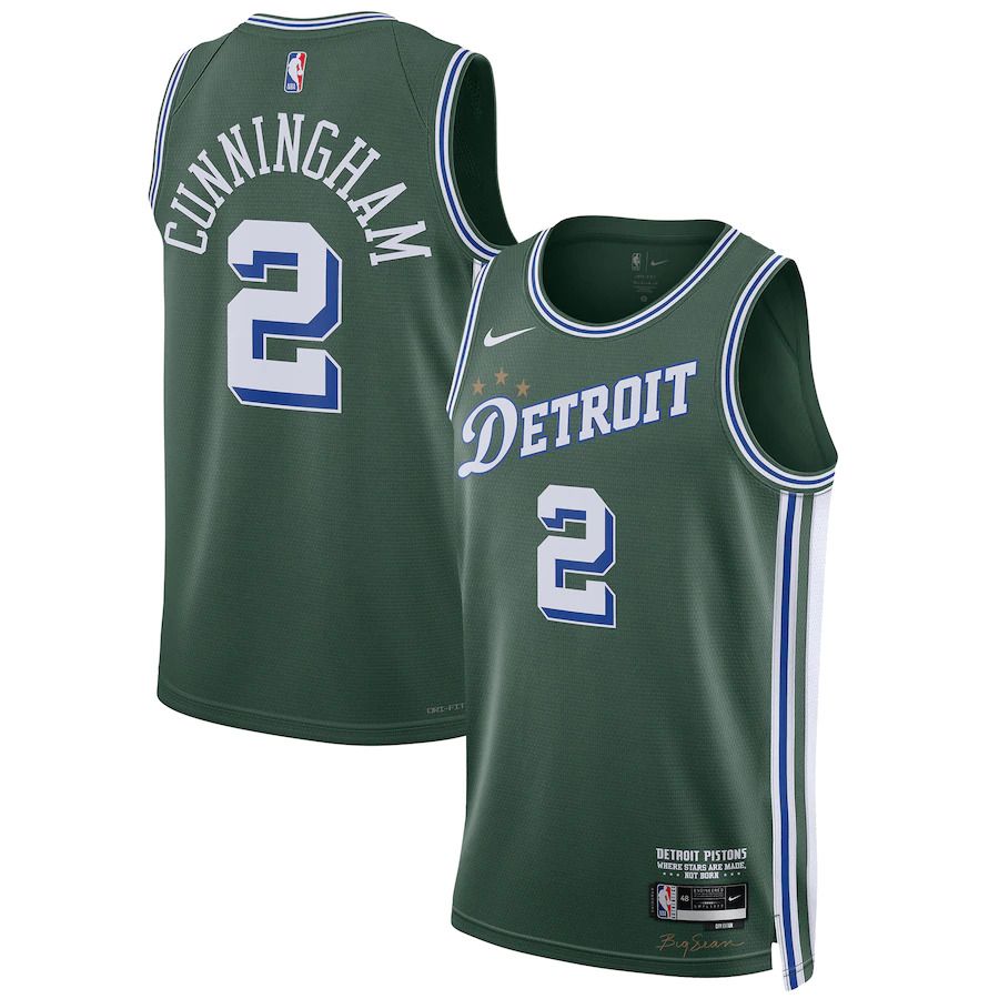 Men Detroit Pistons #2 Cade Cunningham Nike Green City Edition 2022-23 Swingman NBA Jersey->detroit pistons->NBA Jersey